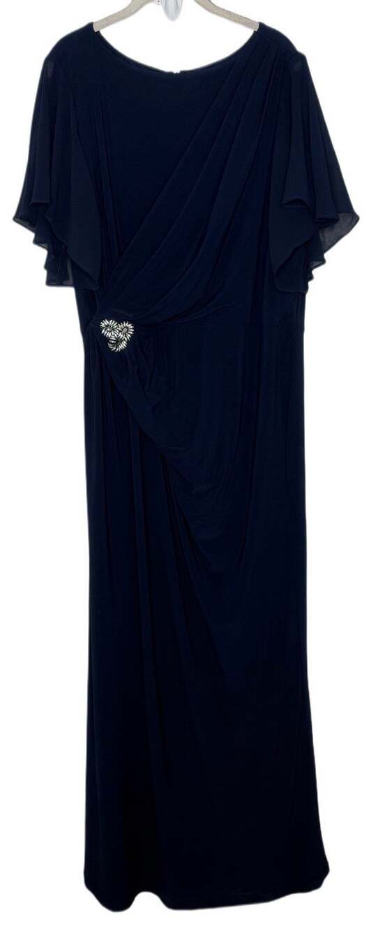 LRL Ralph Lauren Ruffle Flutter Sleeve Surplice Gown Womens 18 Navy Blue Dress